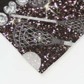 名前をカスタムするブラックグリッターラクロススティック フリースブランケット (角)