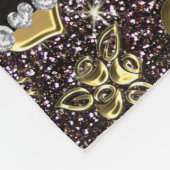 名前をカスタムするブラックグリッター金ゴールドバラハート フリースブランケット (角)