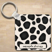 名前をカスタムするブラックタイポグラフィパターン抽象芸術 キーホルダー