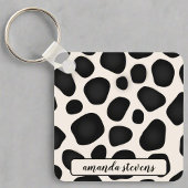 名前をカスタムするブラックタイポグラフィパターン抽象芸術 キーホルダー