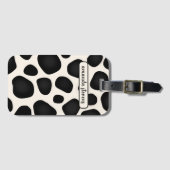 名前をカスタムするブラックタイポグラフィパターン抽象芸術 ラゲッジタグ (正面横)