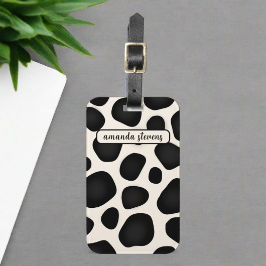 名前をカスタムするブラックタイポグラフィパターン抽象芸術 ラゲッジタグ