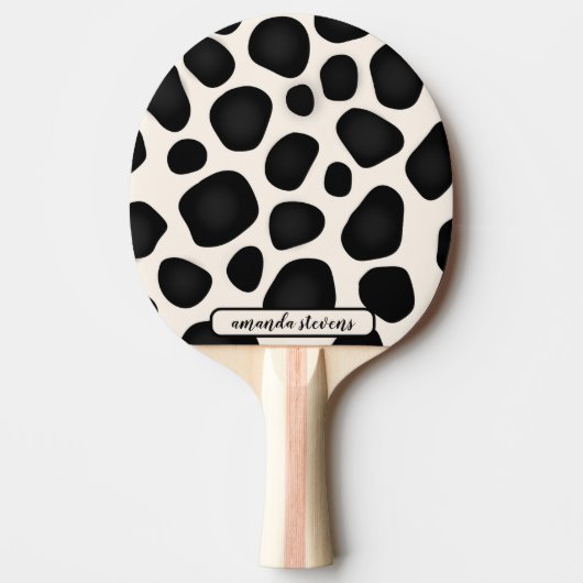名前をカスタムするブラックタイポグラフィパターン抽象芸術 卓球ラケット (正面)