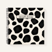 名前をカスタムするブラックタイポグラフィ抽象芸術パターン ノートブック (正面)