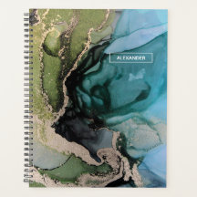 名前をカスタムするブラックティール（緑がかった色）グリーン金ゴールド抽象芸術プランナー