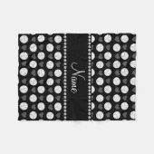 名前をカスタムするブラックバレーボールとハート フリースブランケット (正面(横))