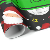 名前をカスタムするブラックバレーボールクリスマスパターン ラッピングペーパー (ロールコーナー)