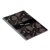 名前をカスタムするブラックホッケースティックスパックネット ノートブック (右側)