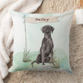 名前をカスタムするブラックラボペットドッグ クッション (ブランケット)