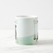 名前をカスタムするブラックラボペットドッグ コーヒーマグカップ (中央)