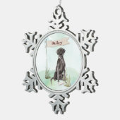 名前をカスタムするブラックラボペットドッグ スノーフレークピューターオーナメント (右)