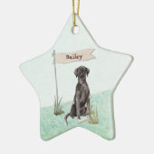 名前をカスタムするブラックラボペットドッグ セラミックオーナメント (左)