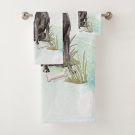 名前をカスタムするブラックラボペットドッグ バスタオルセット