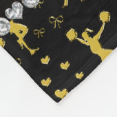 名前をカスタムするブラック金ゴールドチアリーティング弓ハート フリースブランケット (角)