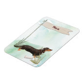 名前をカスタムするブラック&タンダシュンドペットドッグ マグネット (左側)