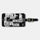 名前をカスタムするブラック&ホワイトタイポグラフィ ラゲッジタグ (正面横)