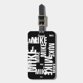 名前をカスタムするブラック&ホワイトタイポグラフィ ラゲッジタグ