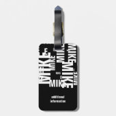 名前をカスタムするブラック&ホワイトタイポグラフィ ラゲッジタグ (裏面縦)