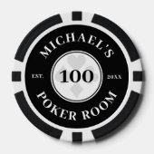 名前をカスタムするブラック&ホワイトラスベガスの宗派 ポーカーチップ (正面)