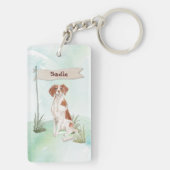 名前をカスタムするブリタニーペットドッグ キーホルダー (裏面)