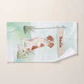 名前をカスタムするブリタニーペットドッグ バスタオルセット (ハンドタオル)