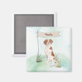 名前をカスタムするブリタニーペットドッグ マグネット (正面/裏面)