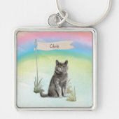 名前をカスタムするブリティッシュショートヘアキャットペット キーホルダー (正面)