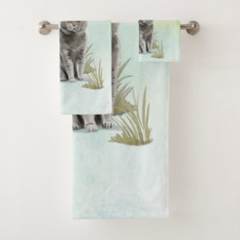 名前をカスタムするブリティッシュショートヘアキャットペット バスタオルセット