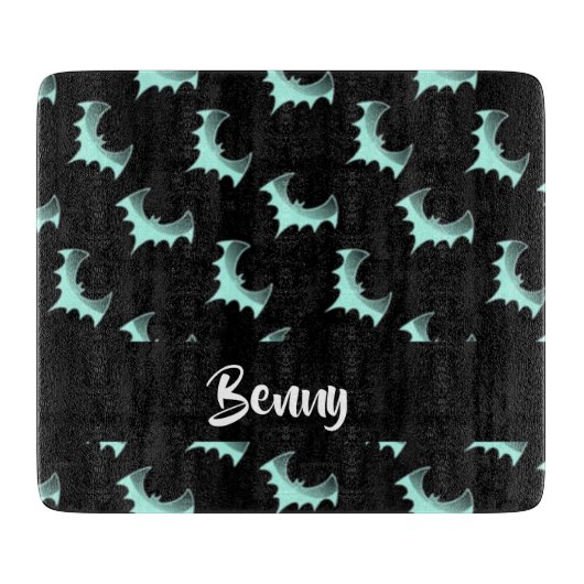 名前をカスタムするブルーこうもり カッティングボード (正面)