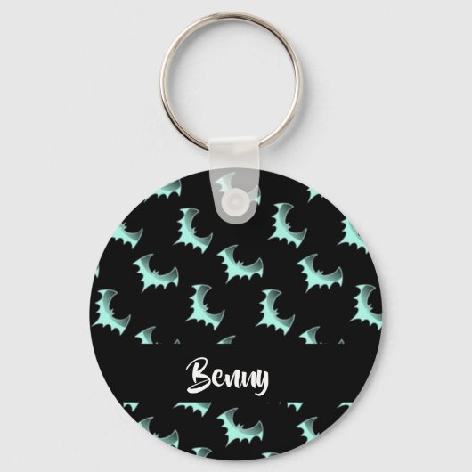 名前をカスタムするブルーこうもり キーホルダー (正面)