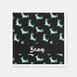 名前をカスタムするブルーこうもり スタンダードカクテルナプキン