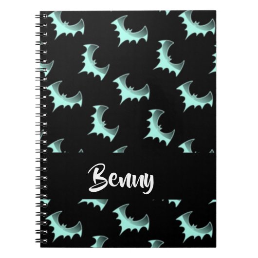 名前をカスタムするブルーこうもり ノートブック (正面)