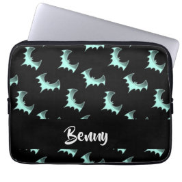 名前をカスタムするブルーこうもり ラップトップスリーブ