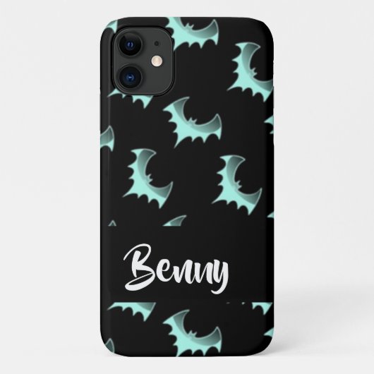 名前をカスタムするブルーこうもり Case-Mate iPhoneケース (裏面)