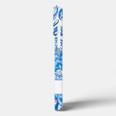 名前をカスタムするブルーとホワイトペイズリー Case-Mate iPhoneケース (裏面 / 左)