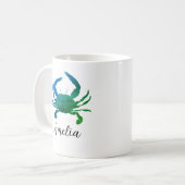 名前をカスタムするブルーカ絵を描ニ コーヒーマグカップ (正面左)