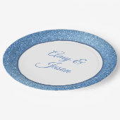 名前をカスタムするブルーグリッター9"紙プレート ペーパープレート (アングル)