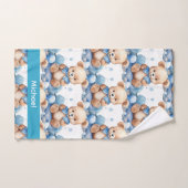 名前をカスタムするブルーテディベアボーイズバスタオルセット バスタオルセット (ハンドタオル)