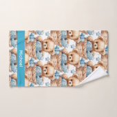 名前をカスタムするブルーテディベアボーイズバスタオルセット バスタオルセット (ハンドタオル)