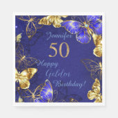 名前をカスタムするブルーバタフライパーティー紙ナプキン スタンダードランチョンナプキン (正面)