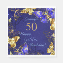 名前をカスタムするブルーバタフライパーティー紙ナプキン