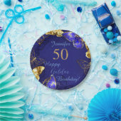 名前をカスタムするブルーバタフライパーティー紙プレート ペーパープレート (パーティー)