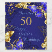 名前をカスタムするブルーバタフライパーティー飲料ラベル ワインラベル (シングルラベル)