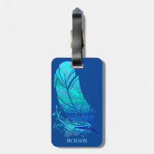 名前をカスタムするブルーフェザーラゲッジタグ ラゲッジタグ (裏面縦)