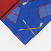 名前をカスタムするブルーホッケースティックスレッドストライプ フリースブランケット (角)