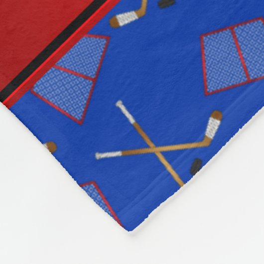 名前をカスタムするブルーホッケースティックスレッドストライプ フリースブランケット (角)