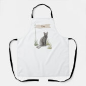 名前をカスタムするブルーロシアのキャットペット エプロン (正面)