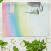 名前をカスタムするブルーロシアのキャットペット キッチンタオル (折り畳み)