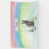 名前をカスタムするブルーロシアのキャットペット 横断幕 (縦)