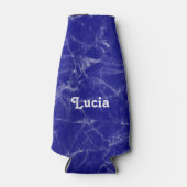 名前をカスタムするブルー大理石パターン ボトルクーラー (正面)